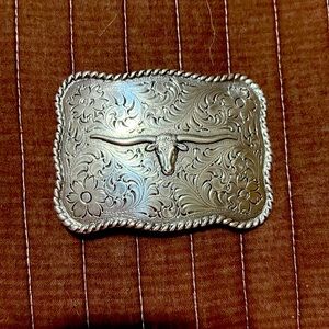 Long horn cow belt buckle